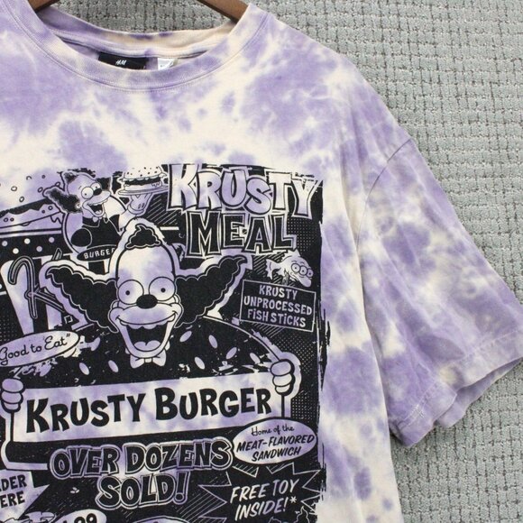 H&M X The Simpsons Shirt Mens Medium M Multicolor Tie Dye Krusty Burger Graphic - Picture 2 of 8